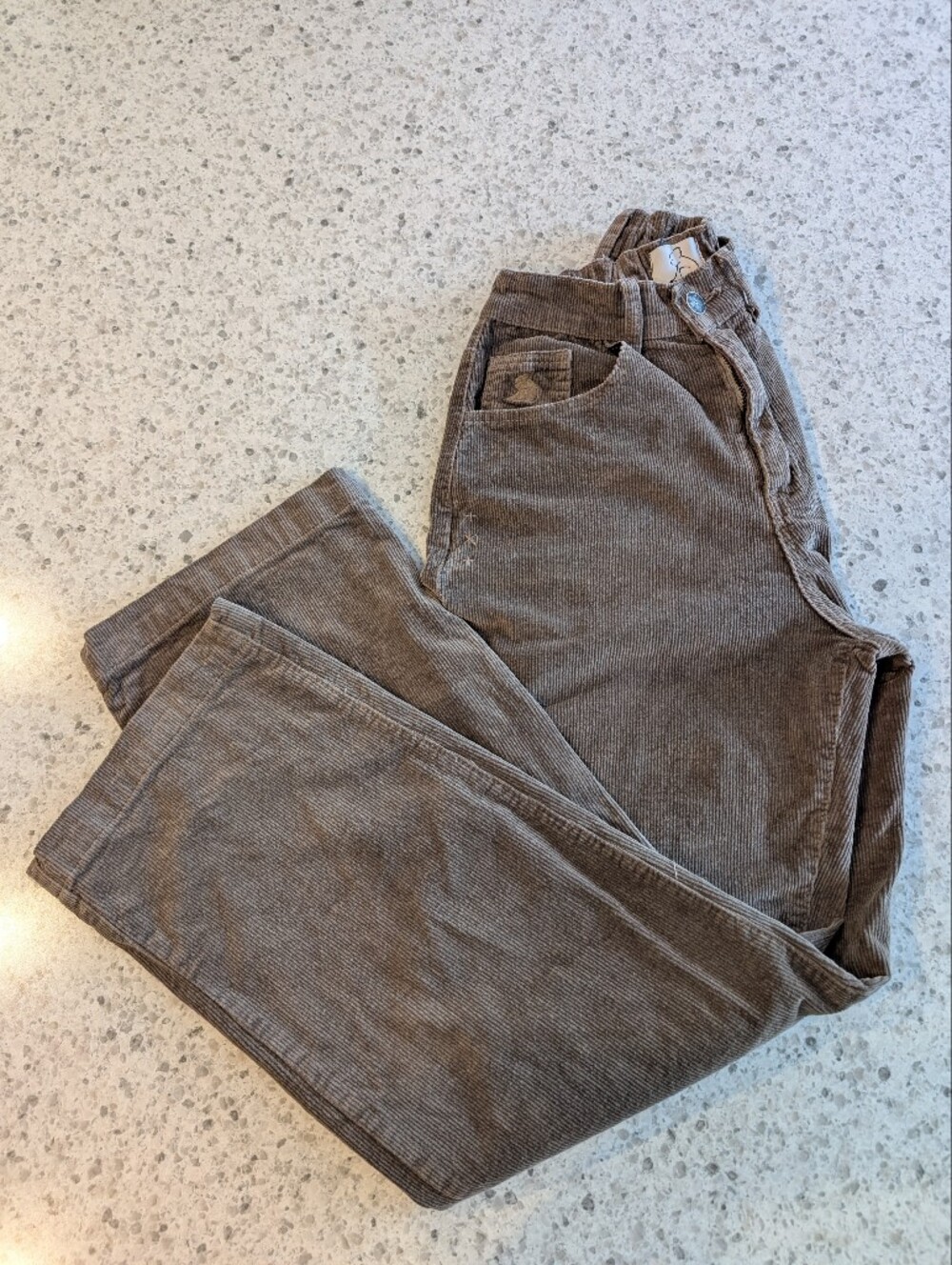 Kuwallatee XS Corduroy Wide Leg Pants High Waisted Cotton Stretch Brown Retro